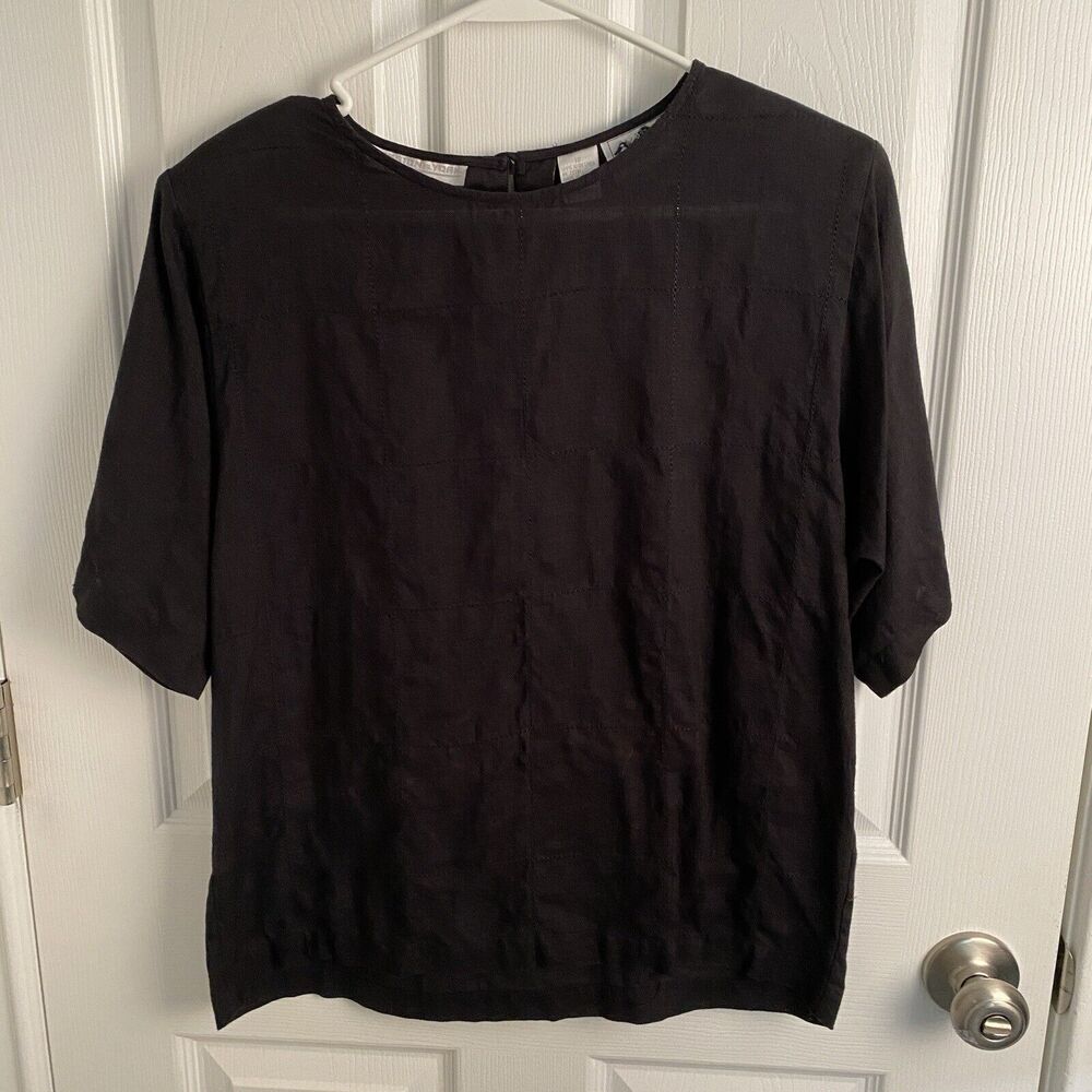 Vintage Preston & York Top Womens Size Large Irish Linen Shoulder Pads Boxy 80s